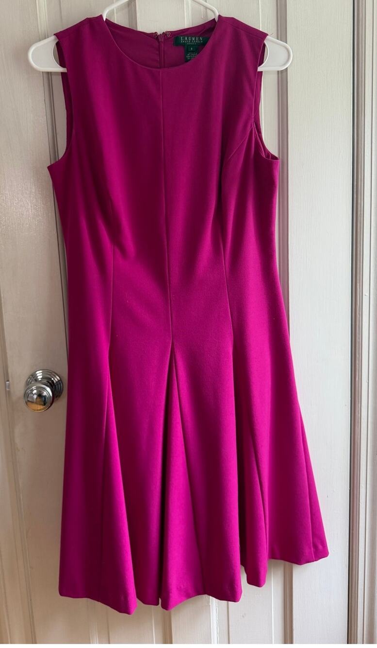 Lauren Ralph Lauren Magenta Cowl Neck Sheath Dress Size 6